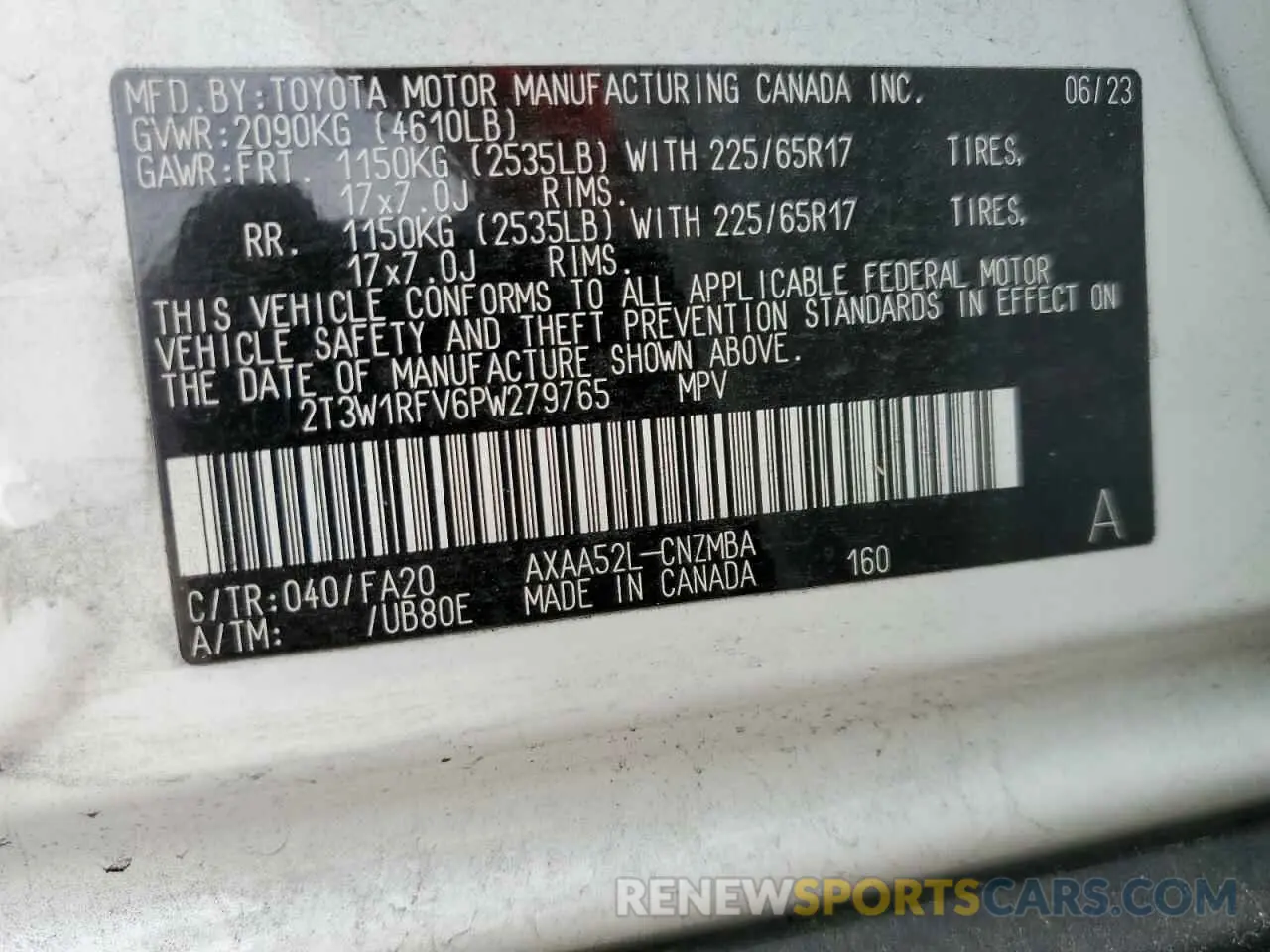 13 fotografías del automóvil dañado 2T3W1RFV6PW279765 TOYOTA RAV4 2023