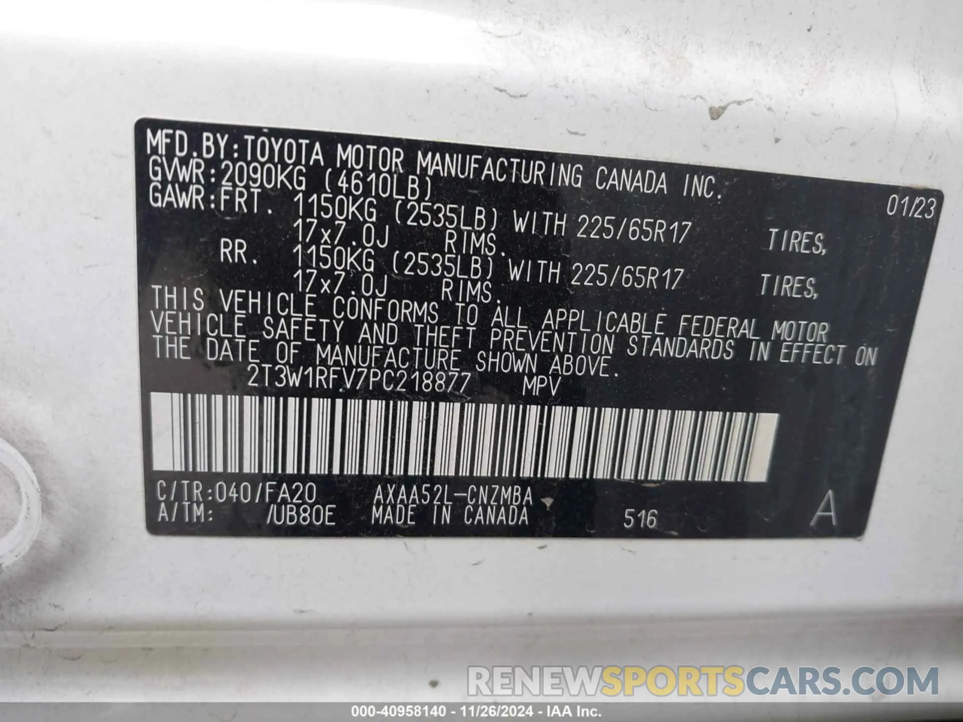 9 fotografías del automóvil dañado 2T3W1RFV7PC218877 TOYOTA RAV4 2023