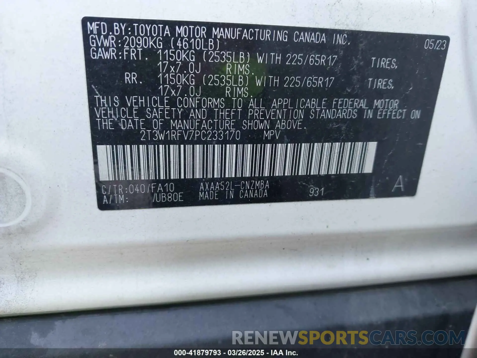 9 fotografías del automóvil dañado 2T3W1RFV7PC233170 TOYOTA RAV4 2023