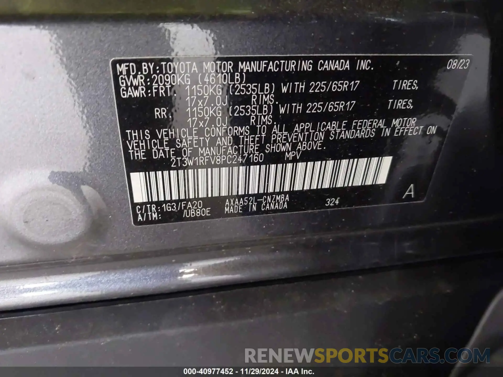 9 fotografías del automóvil dañado 2T3W1RFV8PC247160 TOYOTA RAV4 2023