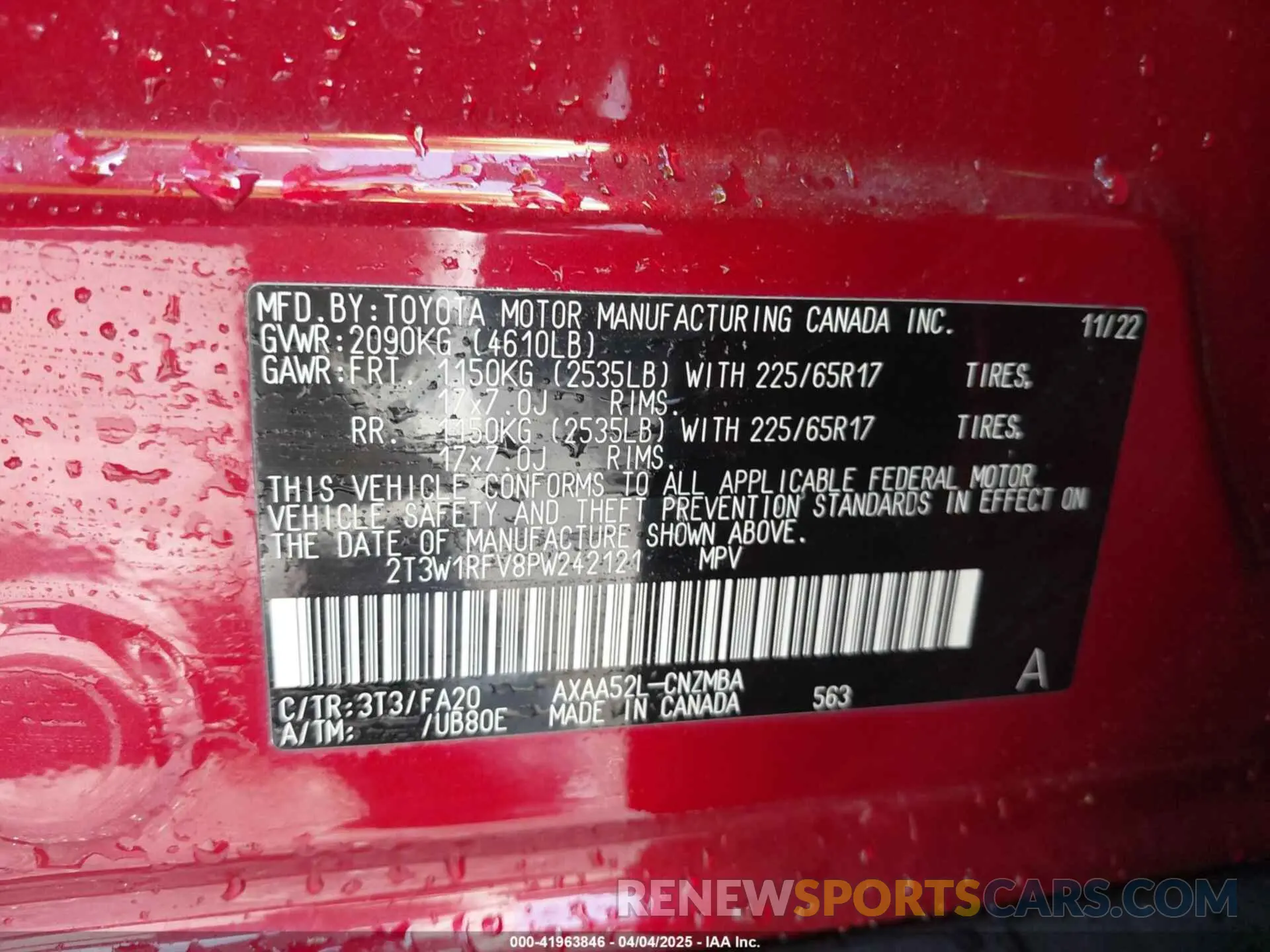 9 fotografías del automóvil dañado 2T3W1RFV8PW242121 TOYOTA RAV4 2023