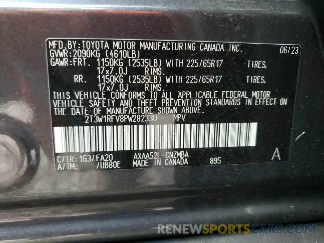 14 fotografías del automóvil dañado 2T3W1RFV8PW282330 TOYOTA RAV4 2023