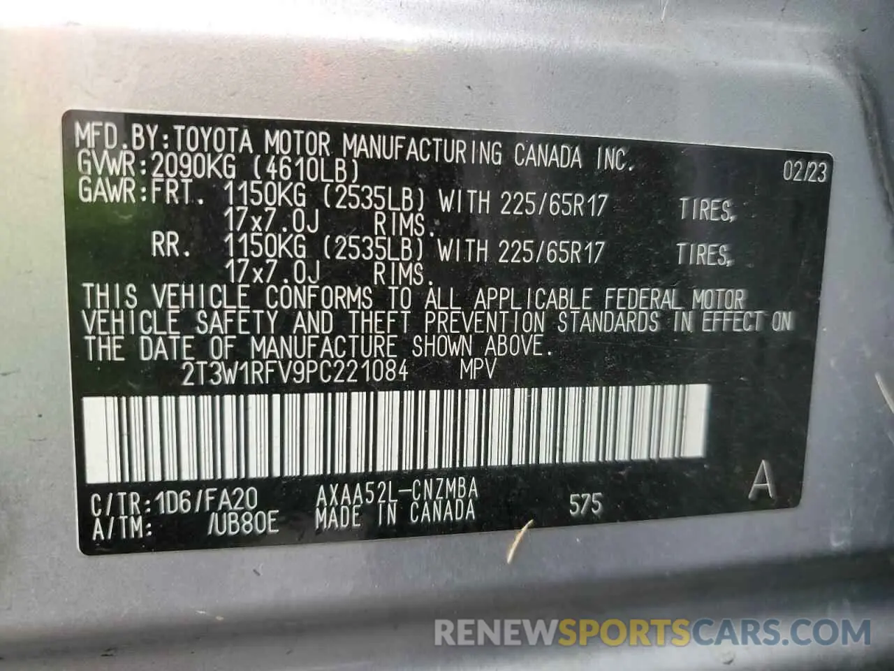 12 fotografías del automóvil dañado 2T3W1RFV9PC221084 TOYOTA RAV4 2023