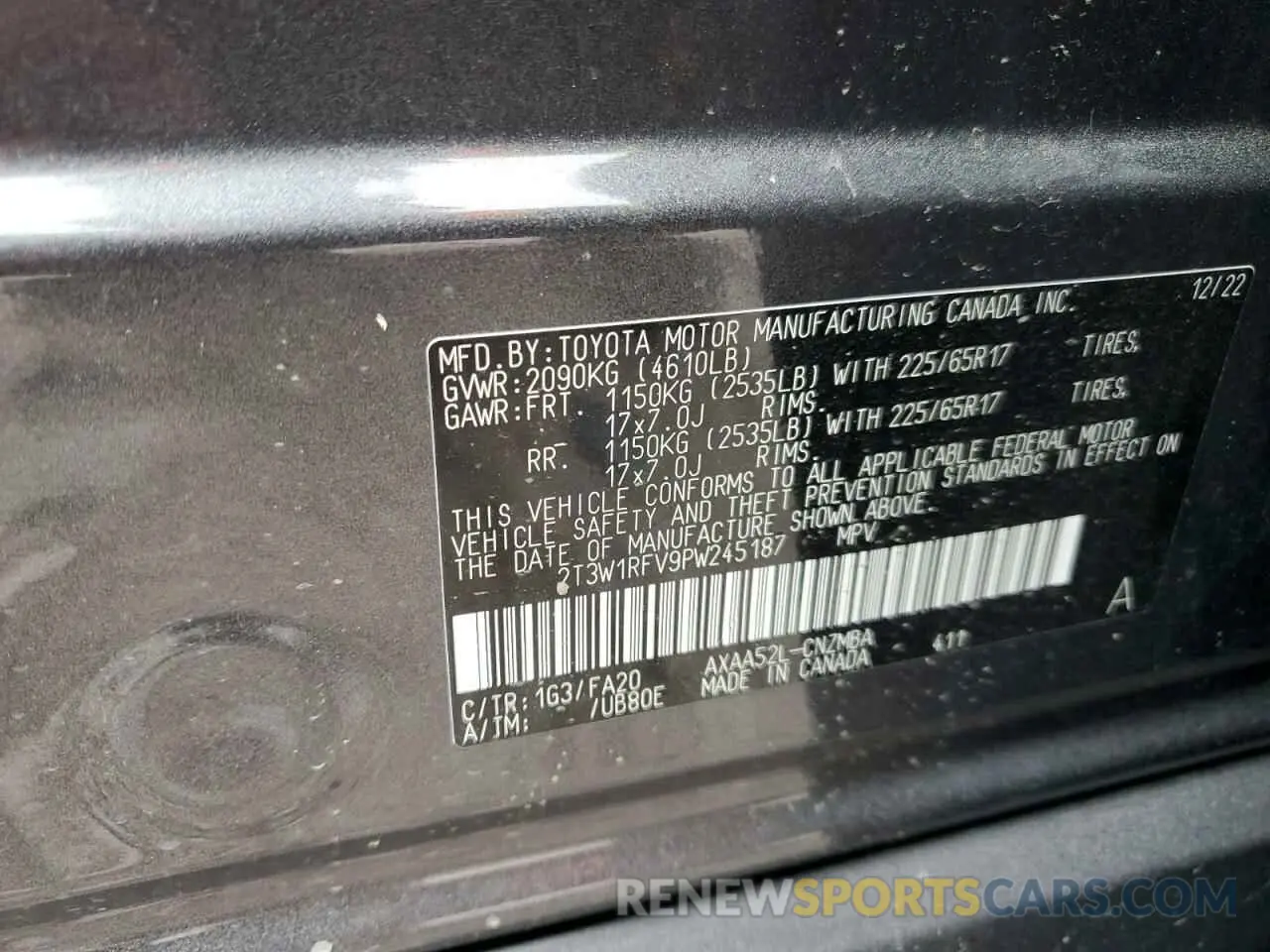 15 fotografías del automóvil dañado 2T3W1RFV9PW245187 TOYOTA RAV4 2023