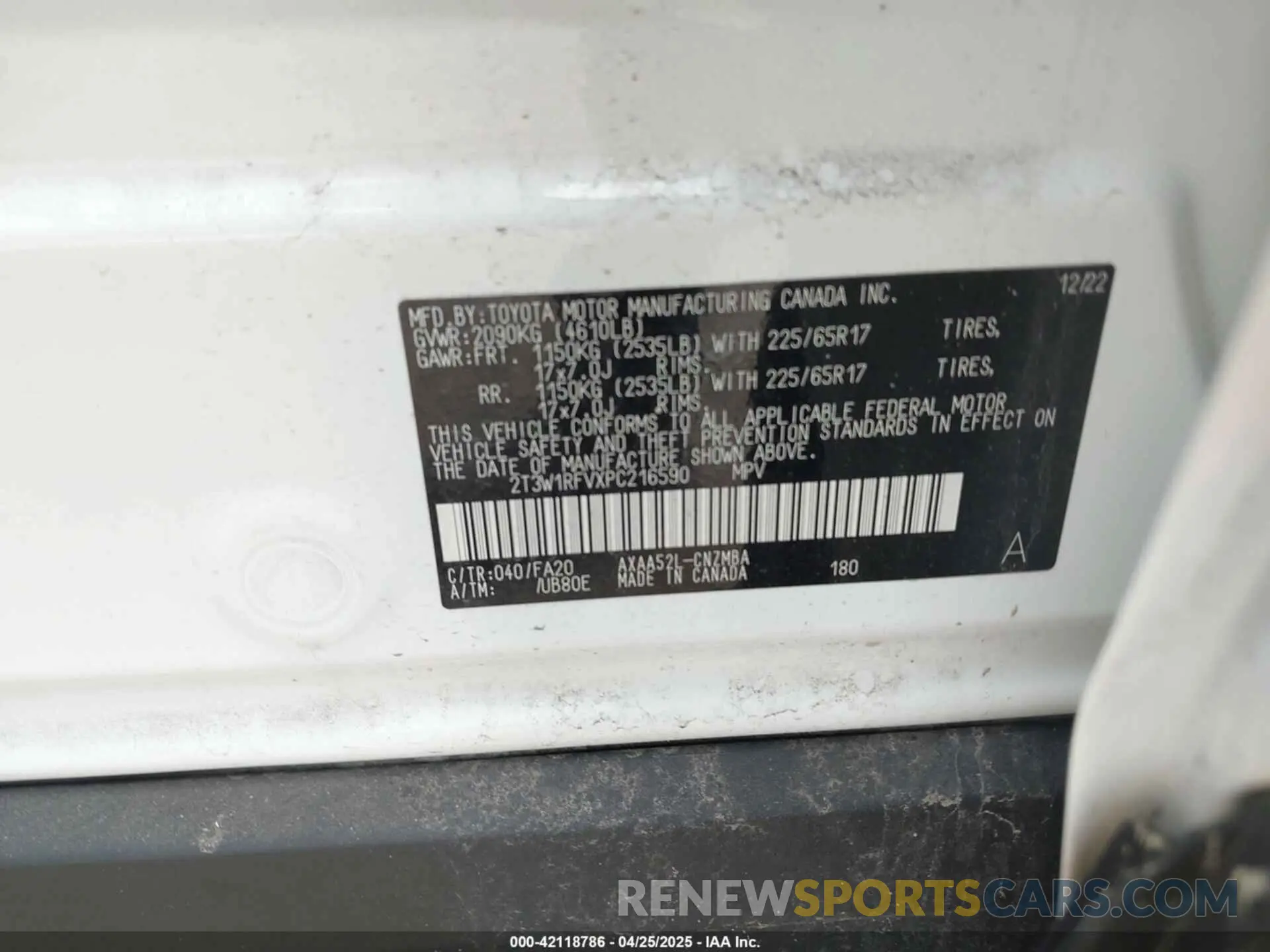 9 fotografías del automóvil dañado 2T3W1RFVXPC216590 TOYOTA RAV4 2023