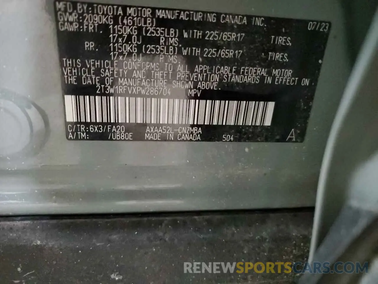 13 fotografías del automóvil dañado 2T3W1RFVXPW286704 TOYOTA RAV4 2023