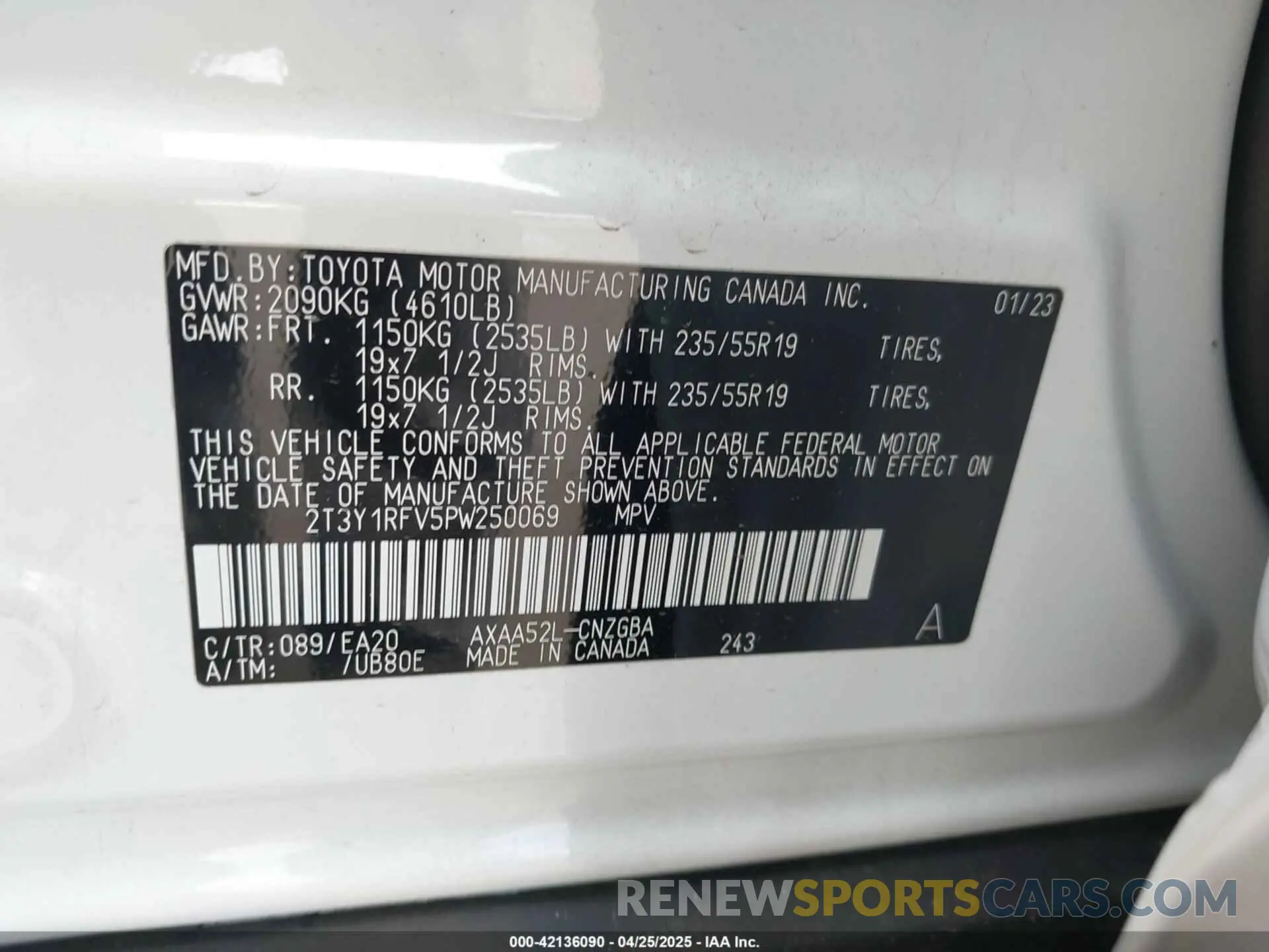 9 fotografías del automóvil dañado 2T3Y1RFV5PW250069 TOYOTA RAV4 2023