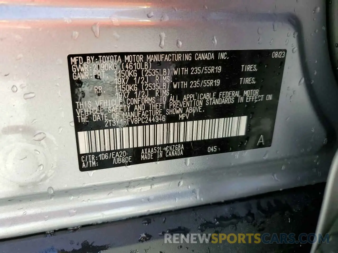13 fotografías del automóvil dañado 2T3Y1RFV8PC244946 TOYOTA RAV4 2023