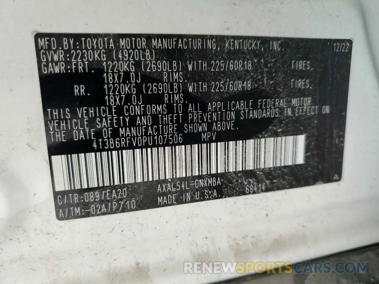 13 fotografías del automóvil dañado 4T3B6RFV0PU107506 TOYOTA RAV4 2023