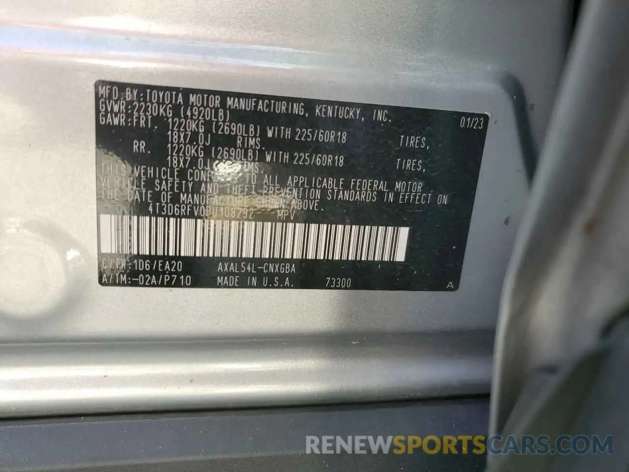 13 fotografías del automóvil dañado 4T3D6RFV0PU108292 TOYOTA RAV4 2023