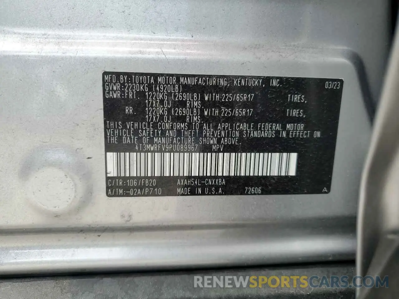 13 fotografías del automóvil dañado 4T3MWRFV9PU089967 TOYOTA RAV4 2023