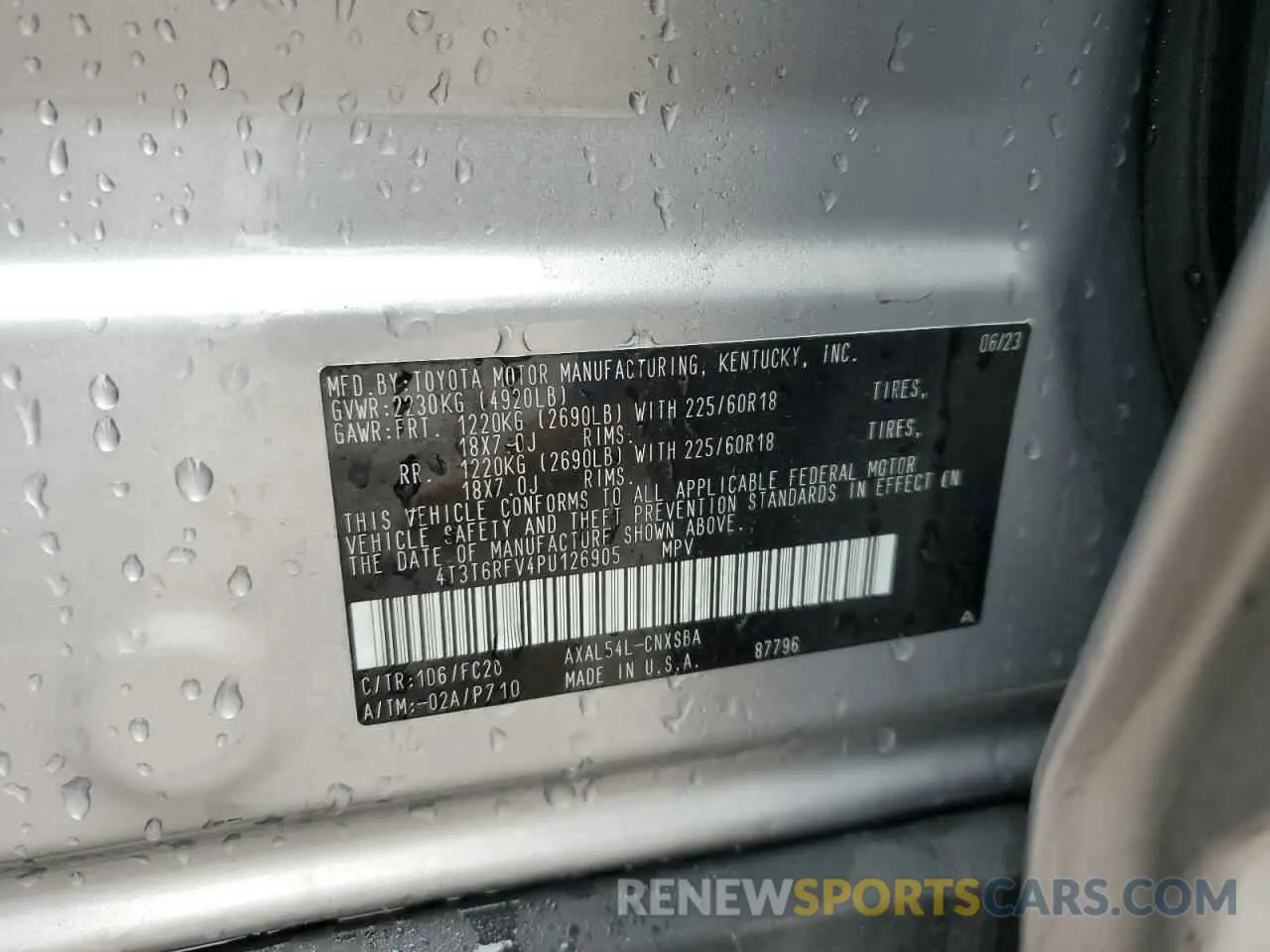 15 fotografías del automóvil dañado 4T3T6RFV4PU126905 TOYOTA RAV4 2023