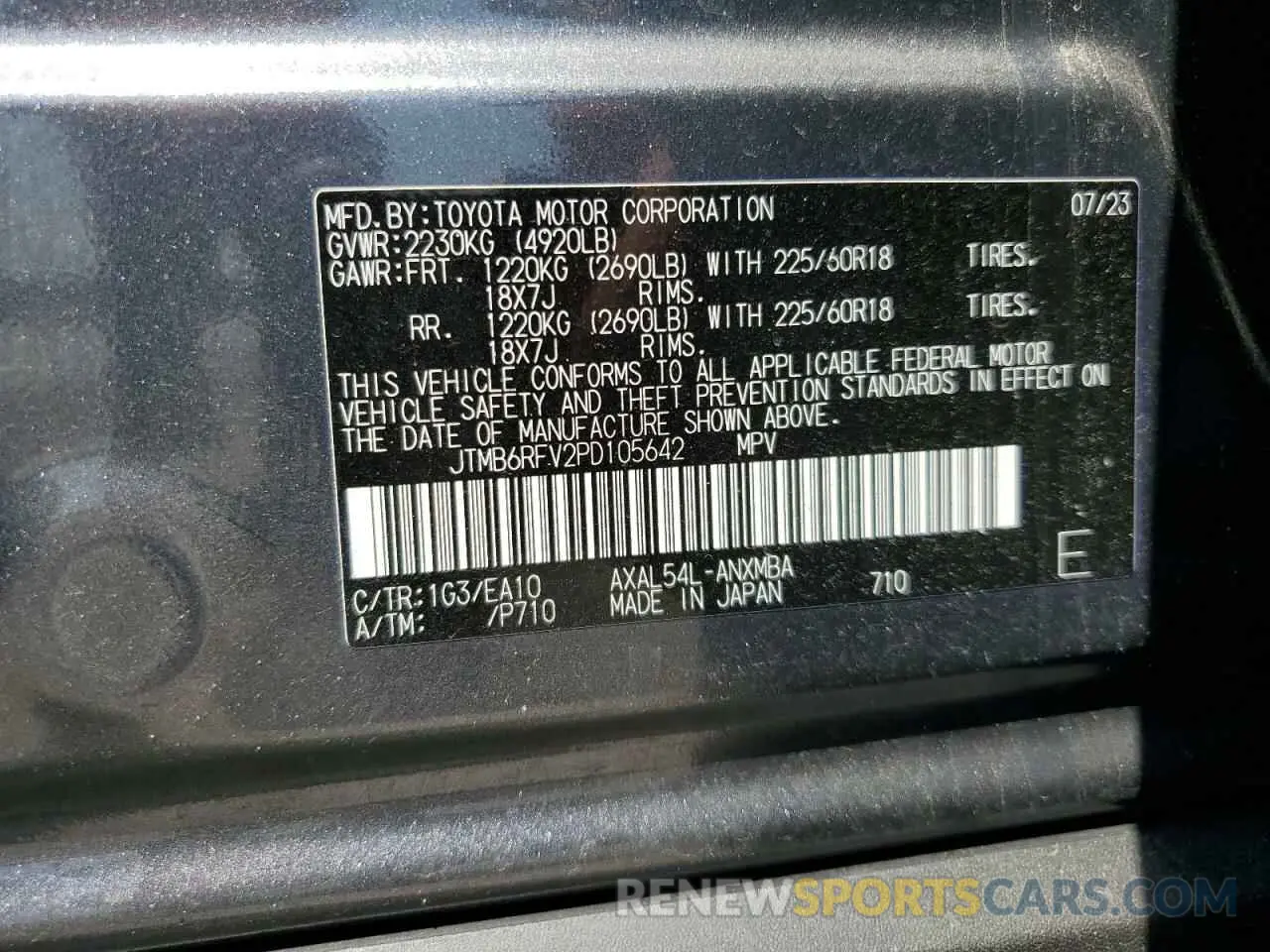 12 fotografías del automóvil dañado JTMB6RFV2PD105642 TOYOTA RAV4 2023