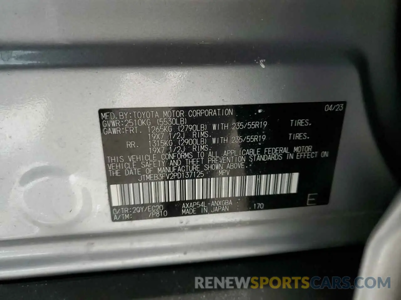 14 fotografías del automóvil dañado JTMEB3FV2PD137125 TOYOTA RAV4 2023