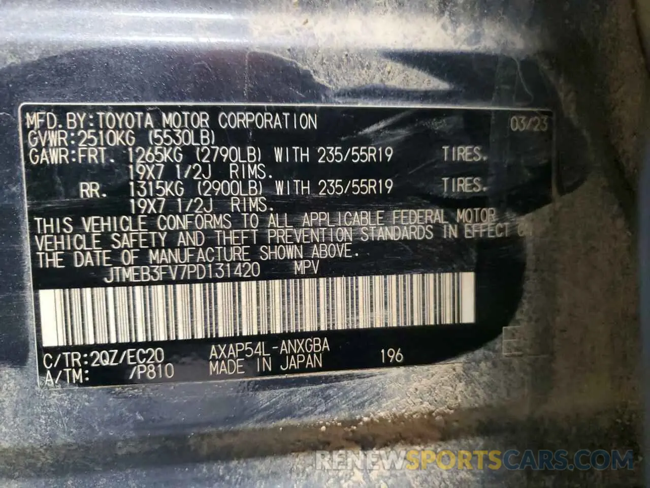 14 fotografías del automóvil dañado JTMEB3FV7PD131420 TOYOTA RAV4 2023