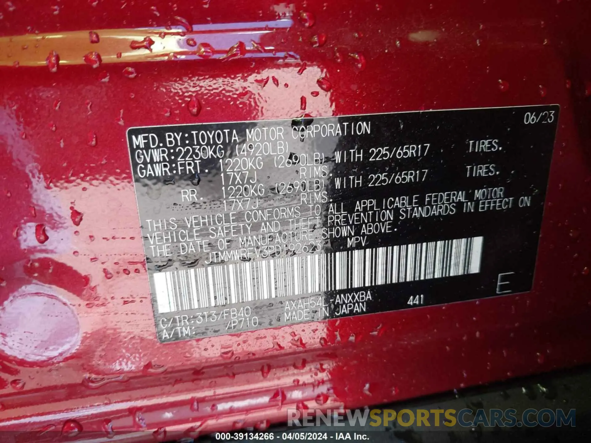 9 fotografías del automóvil dañado JTMMWRFV3PD192623 TOYOTA RAV4 2023