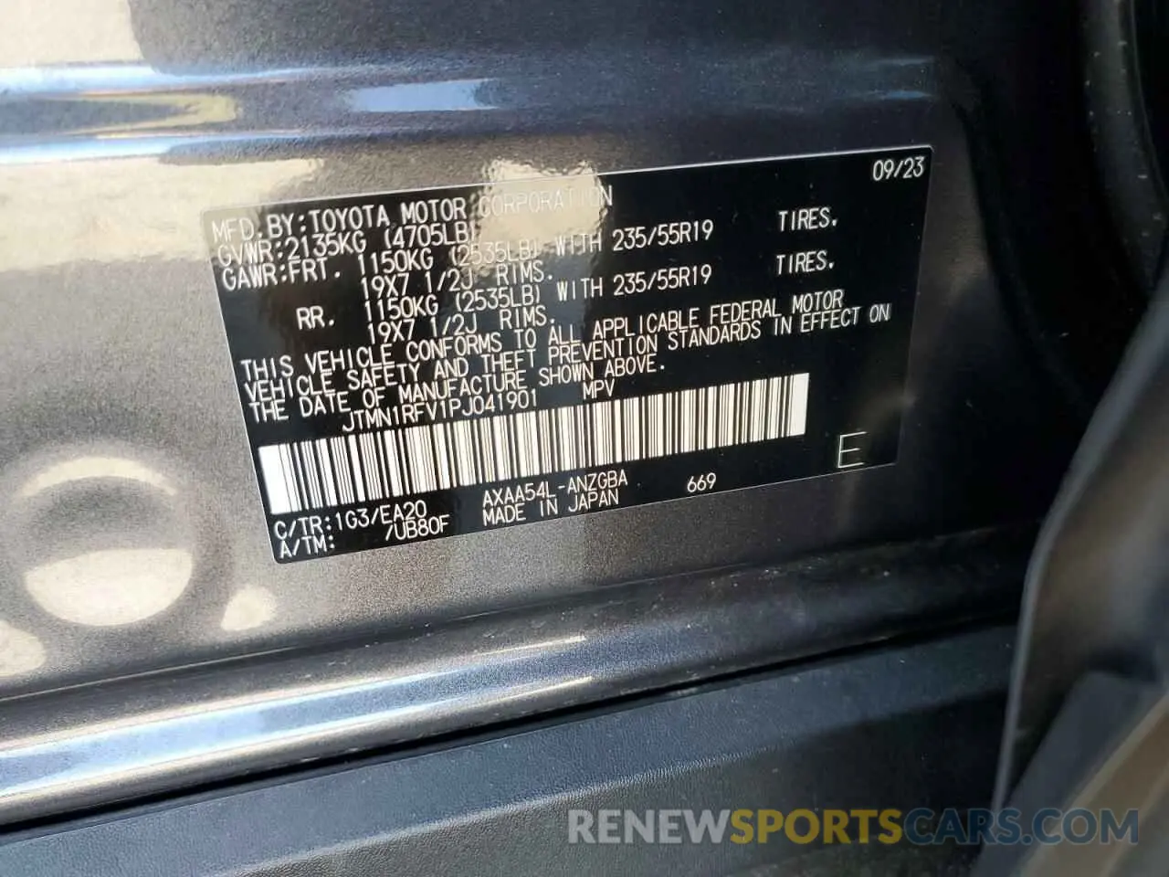 13 fotografías del automóvil dañado JTMN1RFV1PJ041901 TOYOTA RAV4 2023