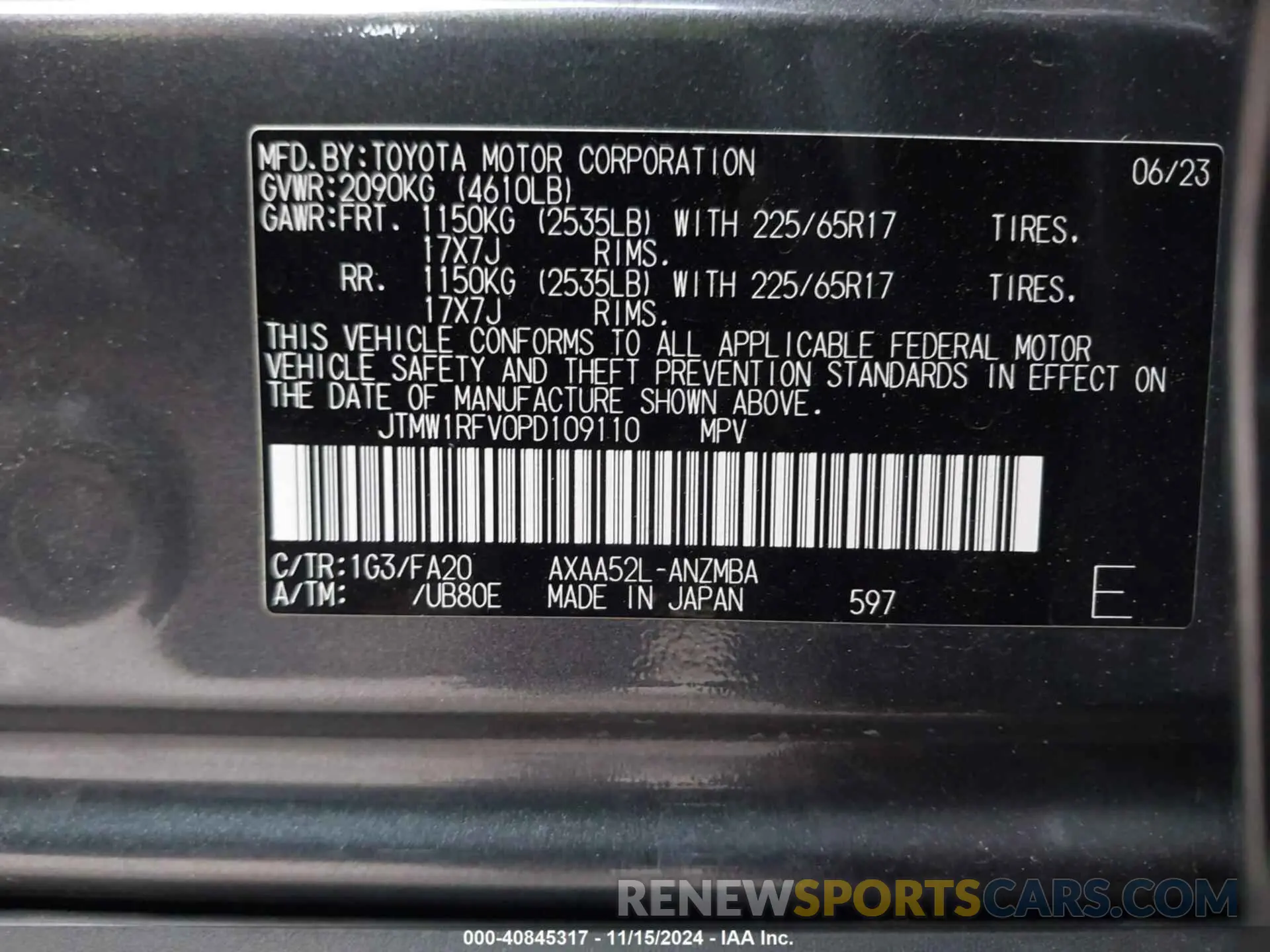 9 fotografías del automóvil dañado JTMW1RFV0PD109110 TOYOTA RAV4 2023