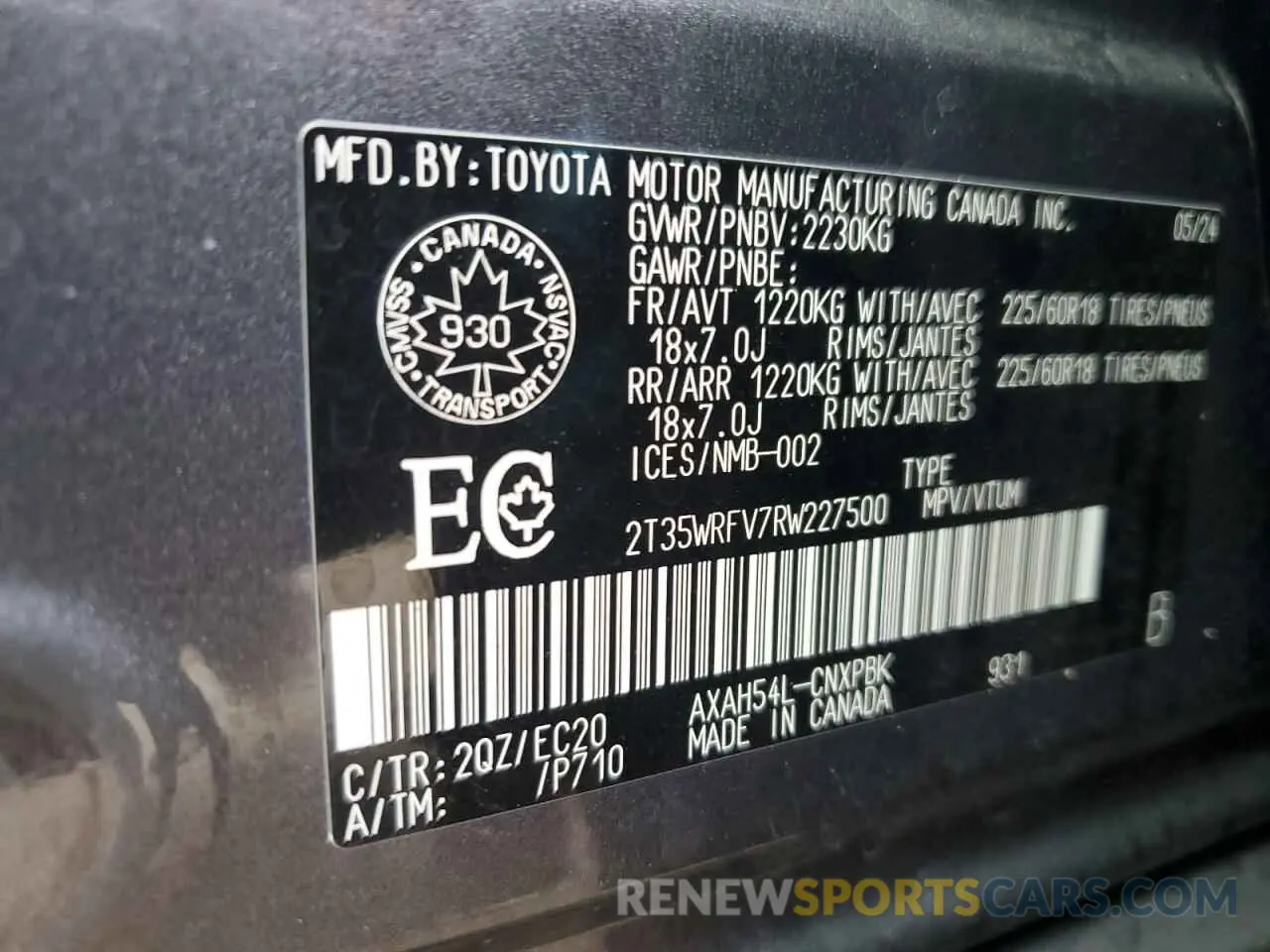 14 fotografías del automóvil dañado 2T35WRFV7RW227500 TOYOTA RAV4 2024