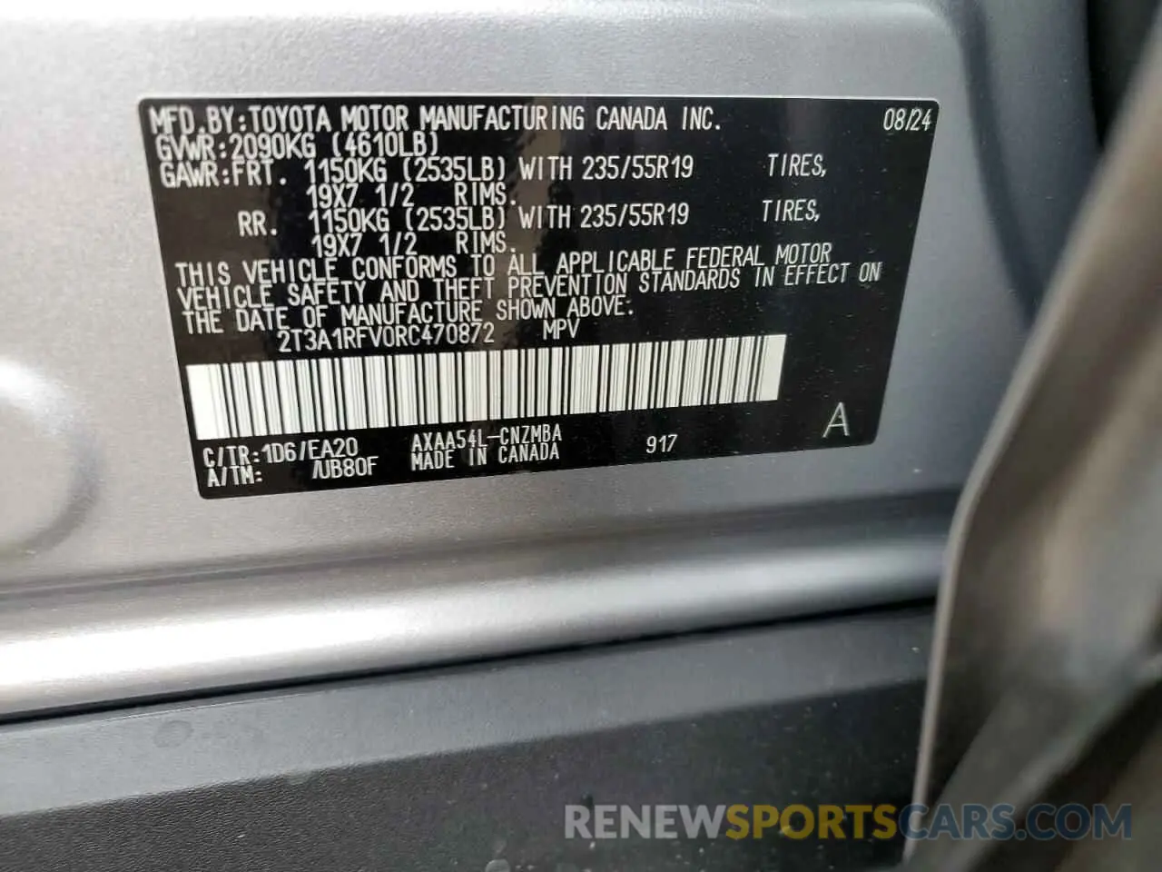 13 fotografías del automóvil dañado 2T3A1RFV0RC470872 TOYOTA RAV4 2024