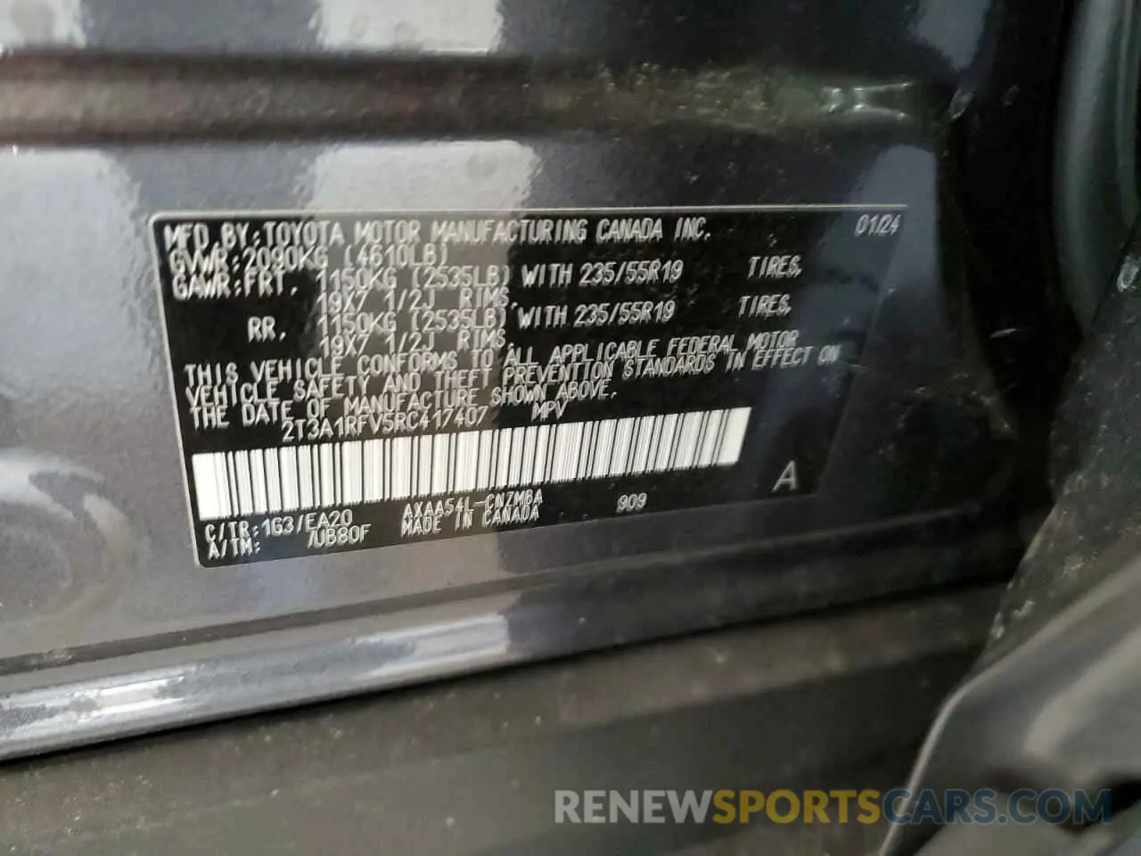 13 fotografías del automóvil dañado 2T3A1RFV5RC417407 TOYOTA RAV4 2024