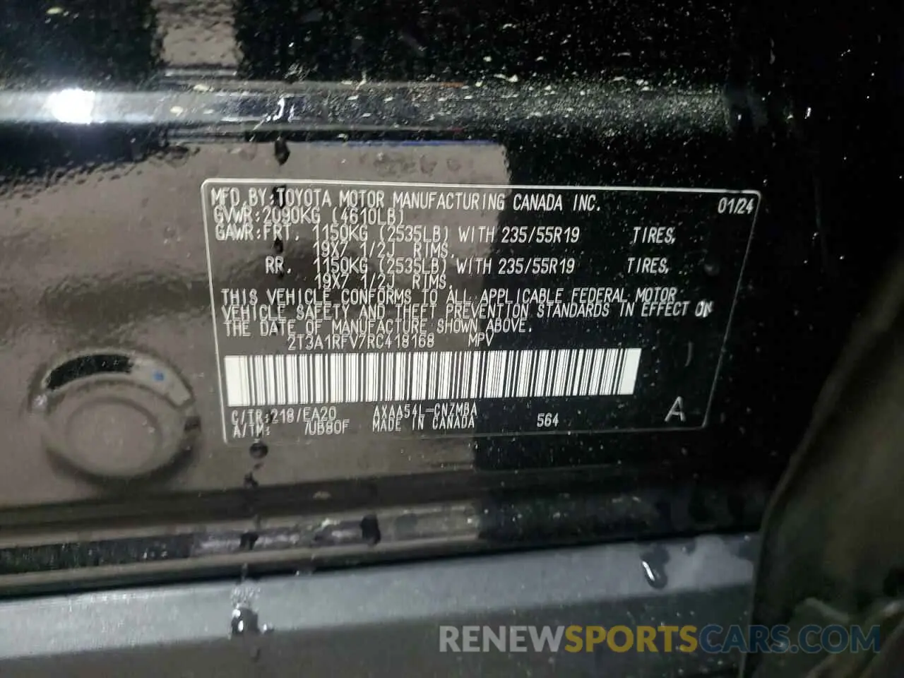 12 fotografías del automóvil dañado 2T3A1RFV7RC418168 TOYOTA RAV4 2024