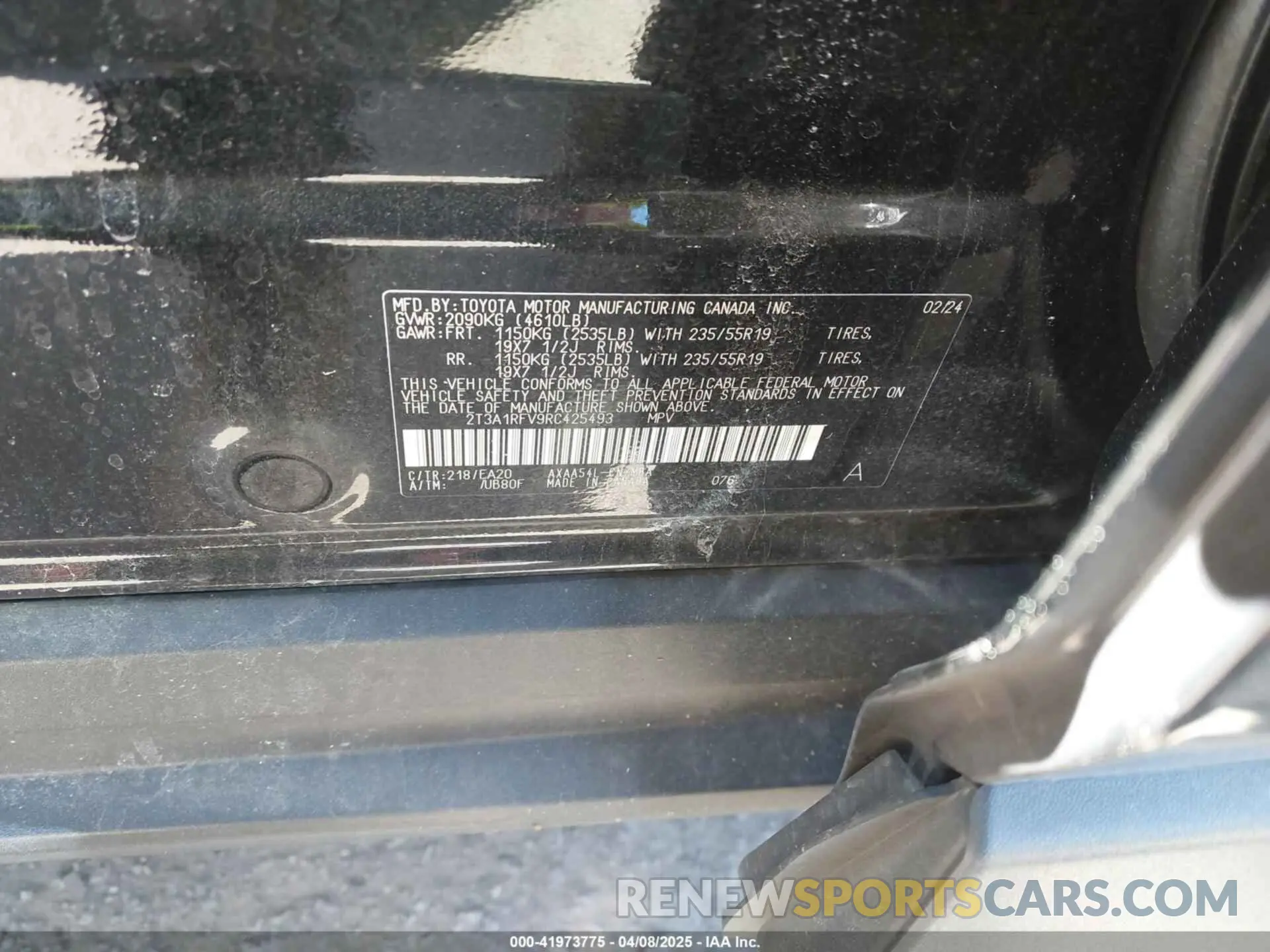 9 fotografías del automóvil dañado 2T3A1RFV9RC425493 TOYOTA RAV4 2024