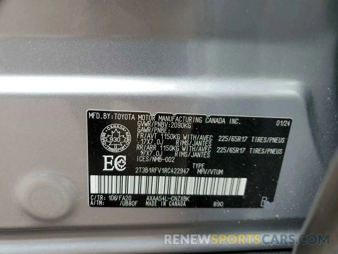 13 fotografías del automóvil dañado 2T3B1RFV1RC422947 TOYOTA RAV4 2024