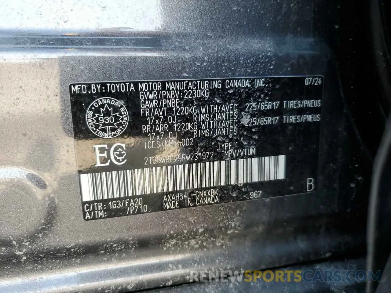 13 fotografías del automóvil dañado 2T3BWRFV9RW231972 TOYOTA RAV4 2024