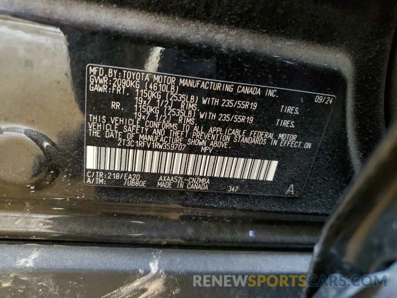 13 fotografías del automóvil dañado 2T3C1RFV1RW359707 TOYOTA RAV4 2024