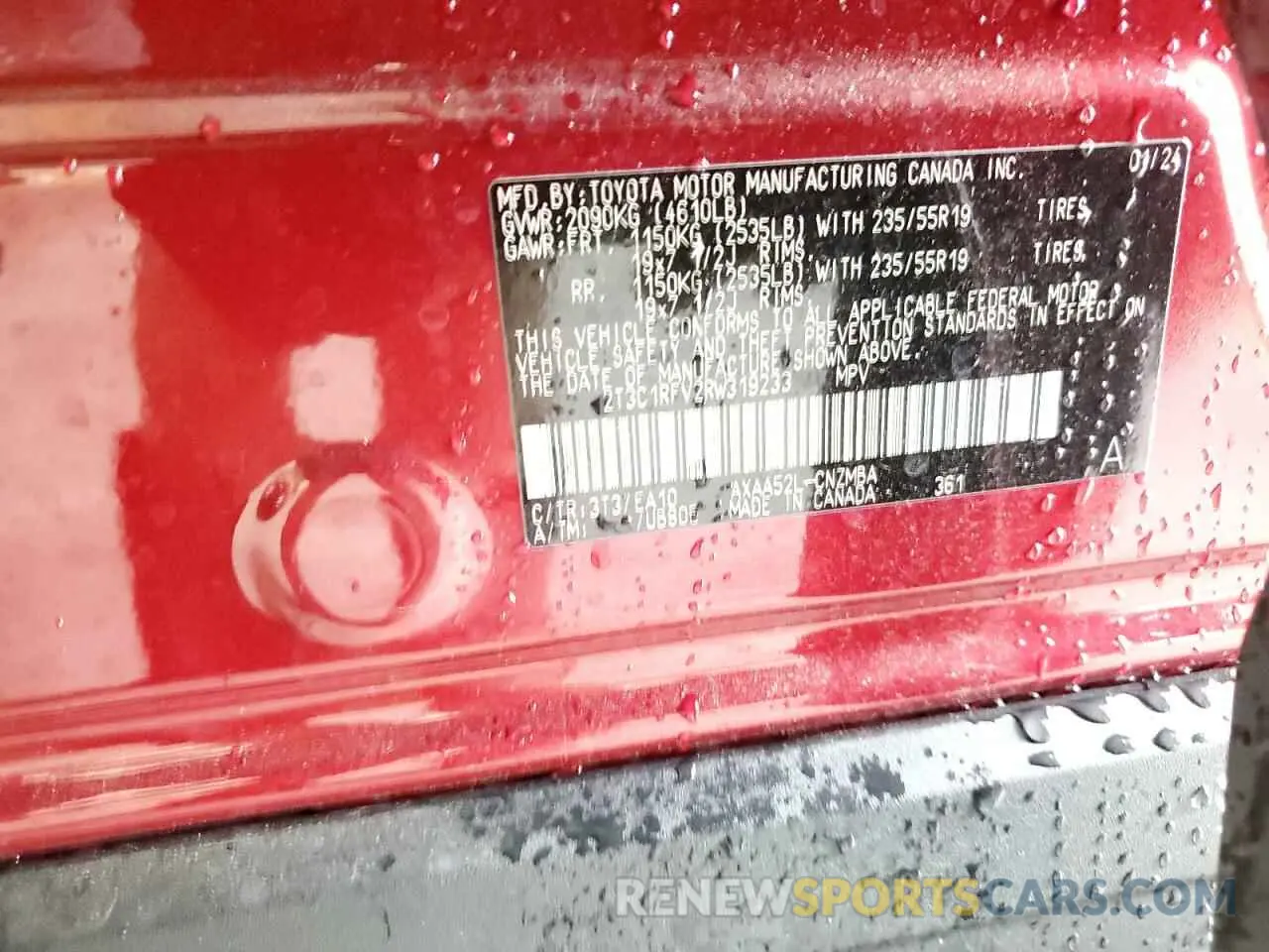 13 fotografías del automóvil dañado 2T3C1RFV2RW319233 TOYOTA RAV4 2024