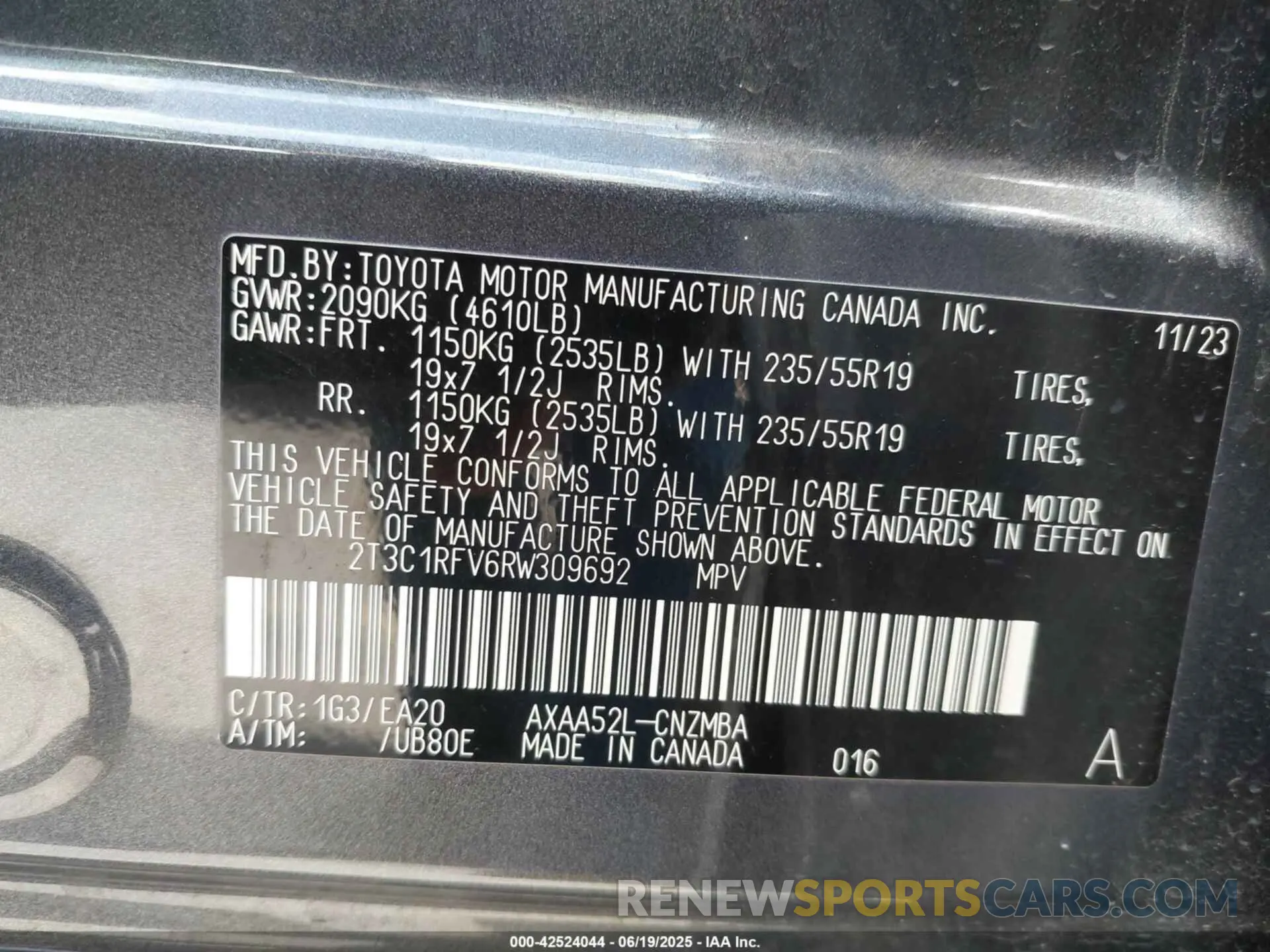 9 fotografías del automóvil dañado 2T3C1RFV6RW309692 TOYOTA RAV4 2024