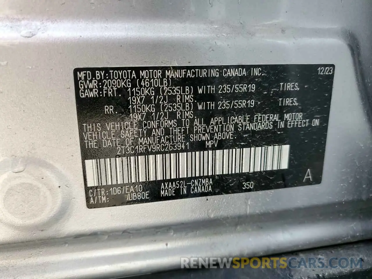 13 fotografías del automóvil dañado 2T3C1RFV9RC263941 TOYOTA RAV4 2024