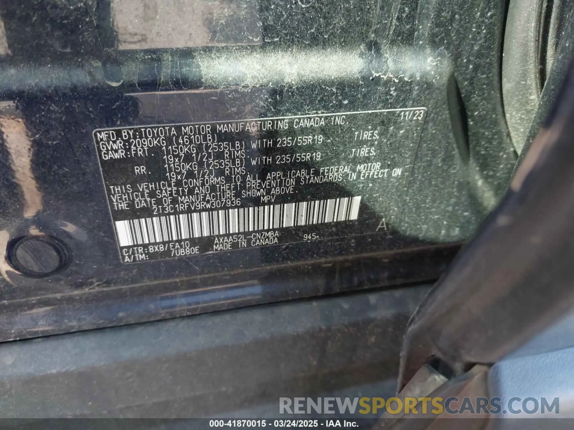 9 fotografías del automóvil dañado 2T3C1RFV9RW307936 TOYOTA RAV4 2024
