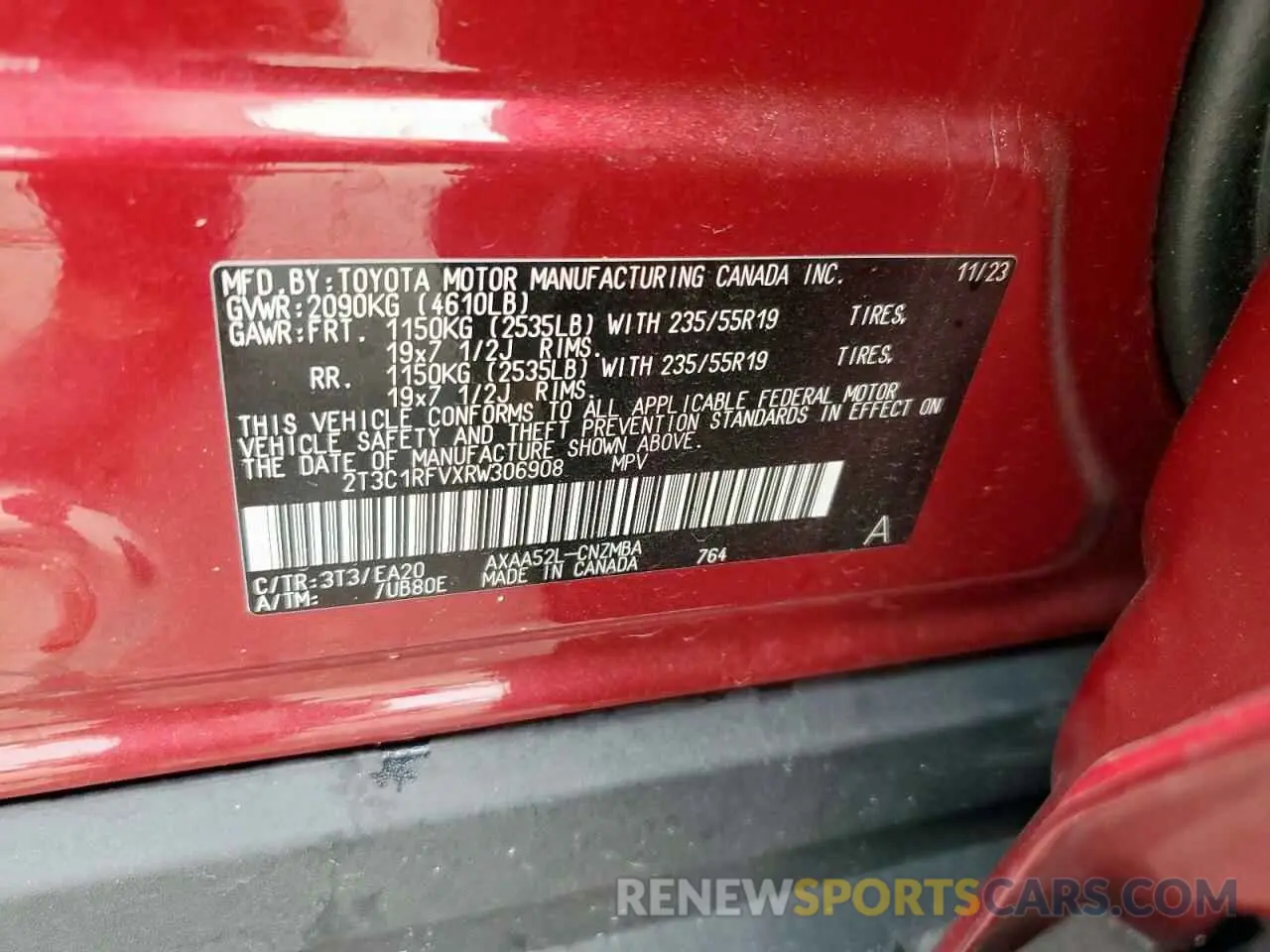 15 fotografías del automóvil dañado 2T3C1RFVXRW306908 TOYOTA RAV4 2024