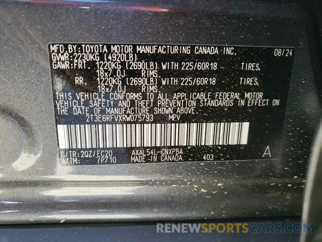 13 fotografías del automóvil dañado 2T3E6RFVXRW075793 TOYOTA RAV4 2024