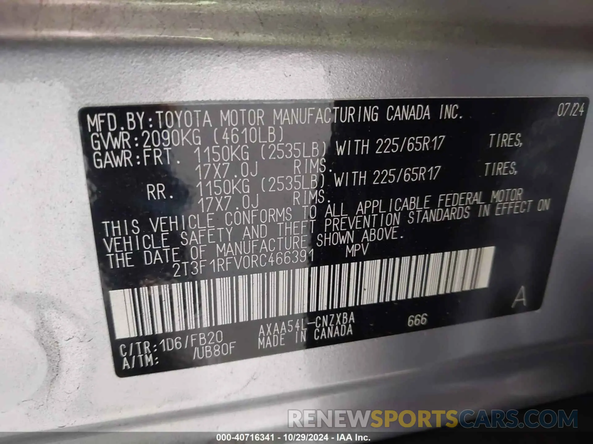 9 fotografías del automóvil dañado 2T3F1RFV0RC466391 TOYOTA RAV4 2024