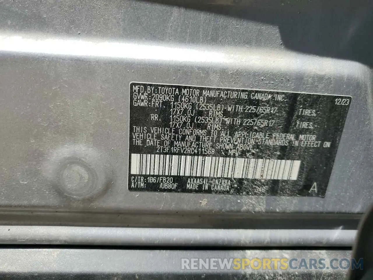 13 fotografías del automóvil dañado 2T3F1RFV2RC411568 TOYOTA RAV4 2024