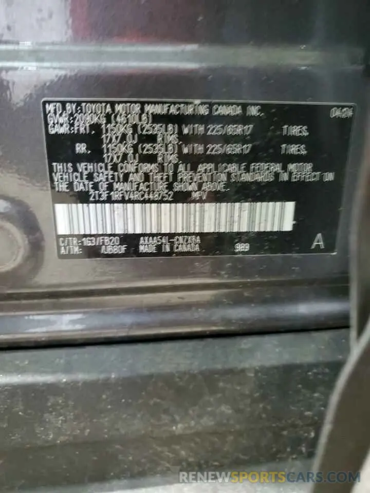 13 fotografías del automóvil dañado 2T3F1RFV4RC448752 TOYOTA RAV4 2024