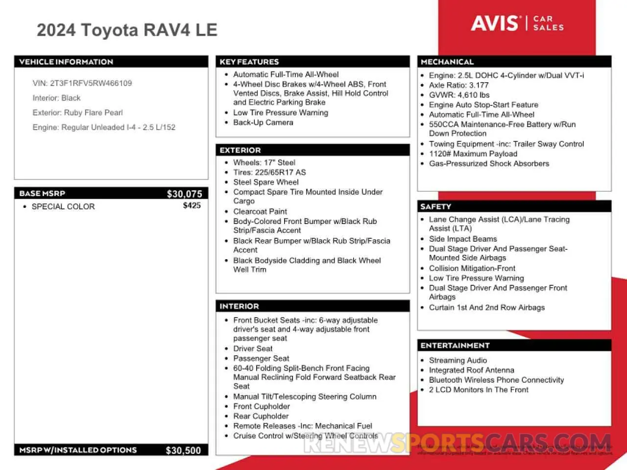13 fotografías del automóvil dañado 2T3F1RFV5RW466109 TOYOTA RAV4 2024