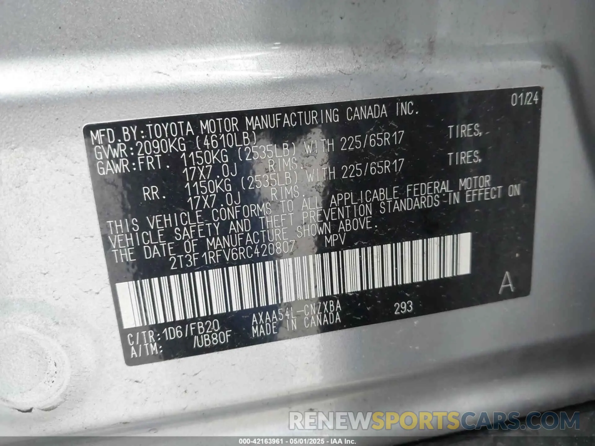 9 fotografías del automóvil dañado 2T3F1RFV6RC420807 TOYOTA RAV4 2024