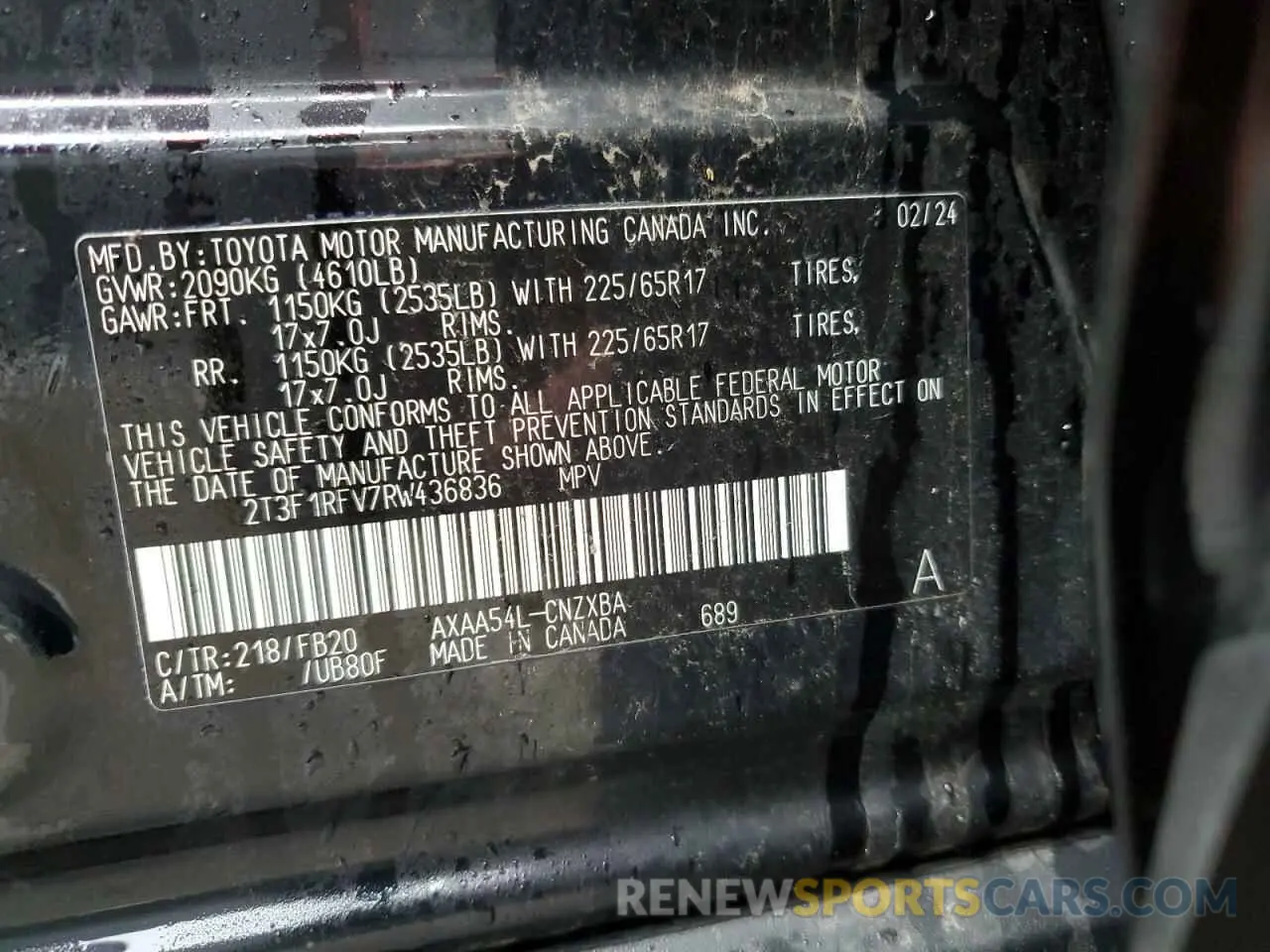 14 fotografías del automóvil dañado 2T3F1RFV7RW436836 TOYOTA RAV4 2024