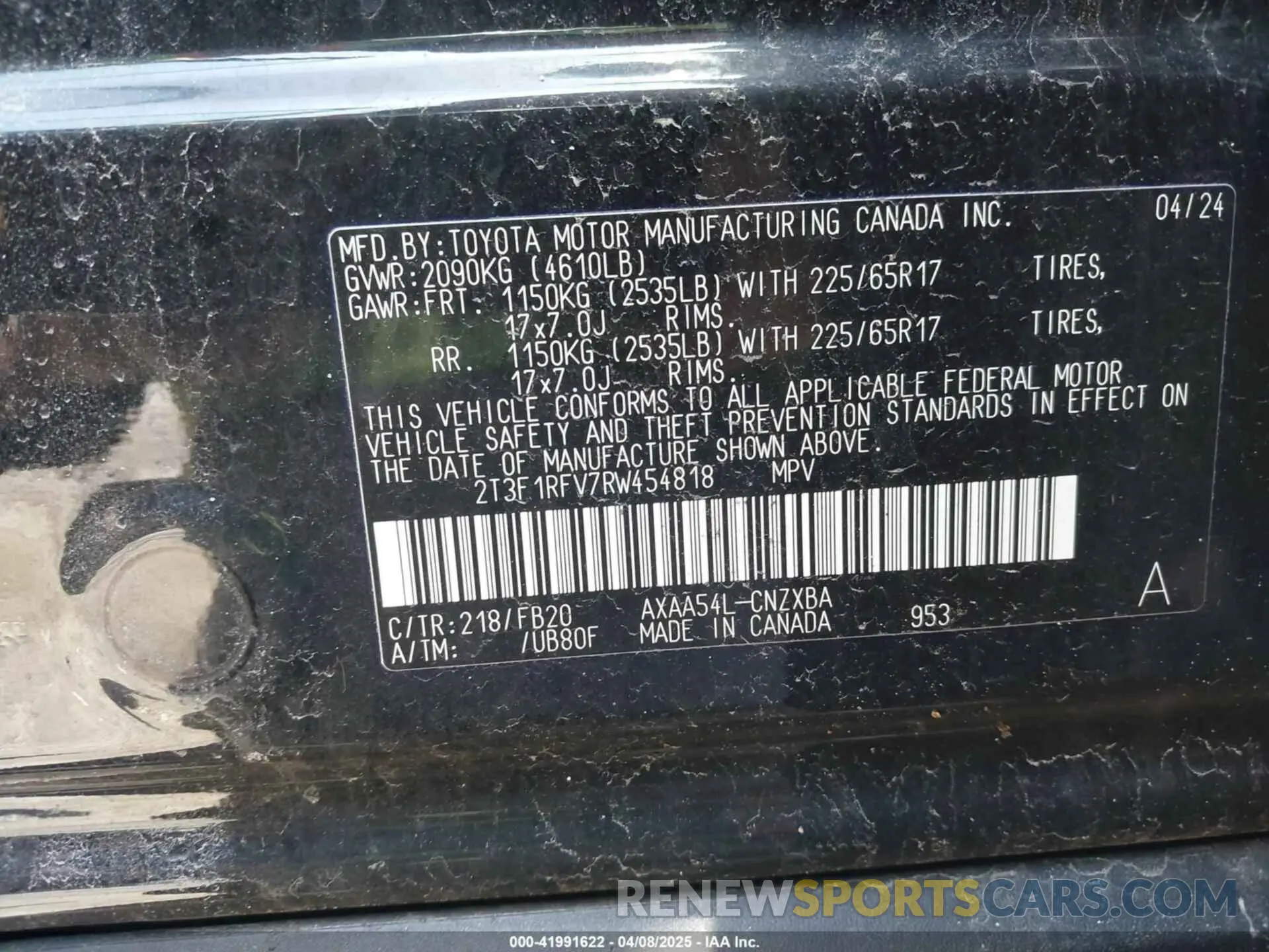 9 fotografías del automóvil dañado 2T3F1RFV7RW454818 TOYOTA RAV4 2024