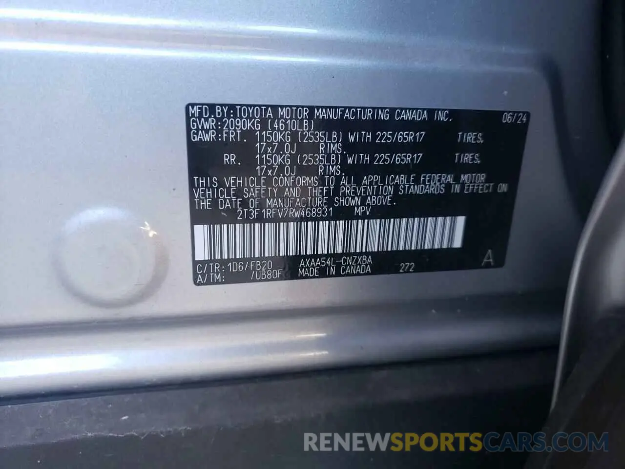 12 fotografías del automóvil dañado 2T3F1RFV7RW468931 TOYOTA RAV4 2024