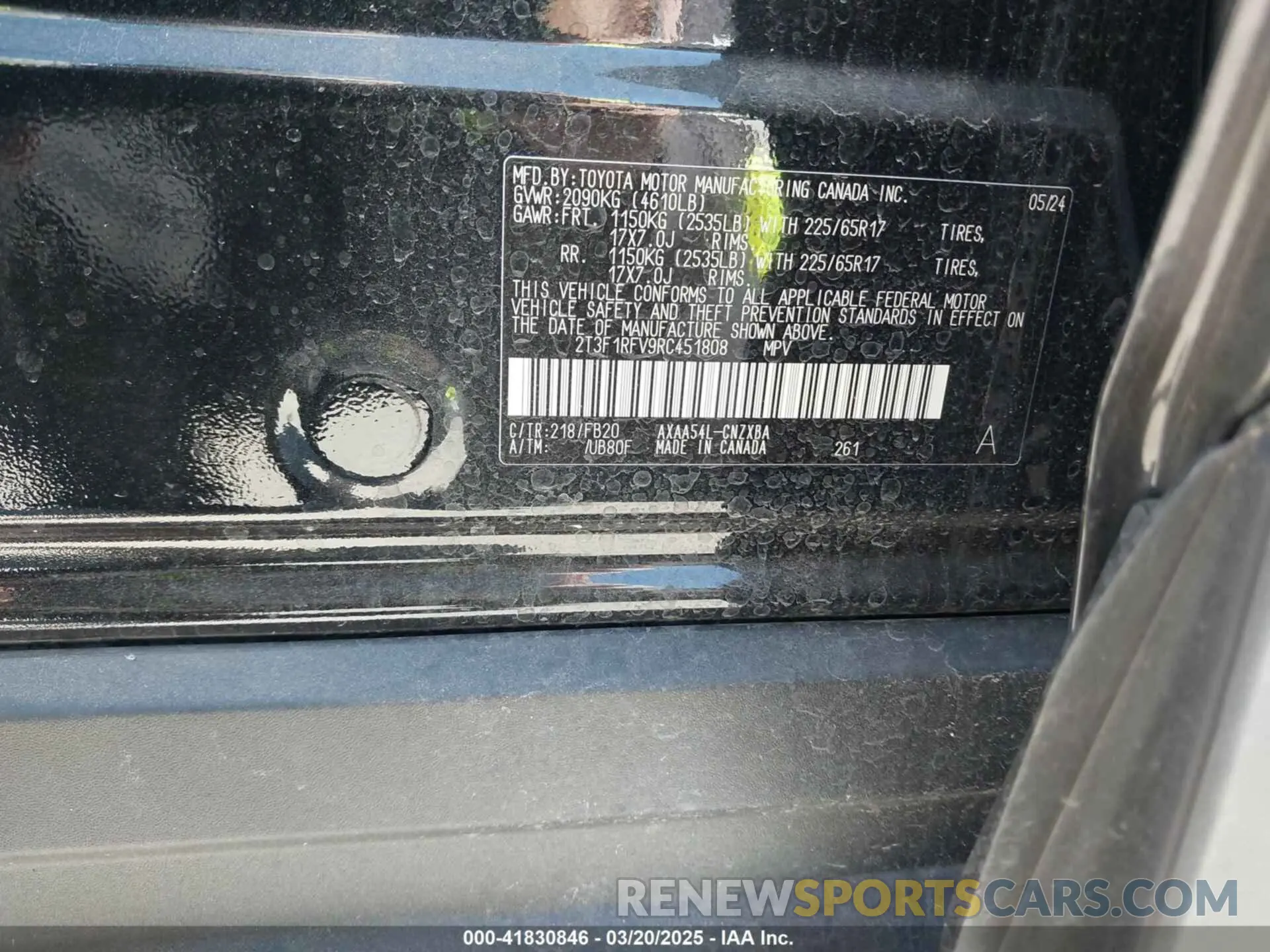 9 fotografías del automóvil dañado 2T3F1RFV9RC451808 TOYOTA RAV4 2024