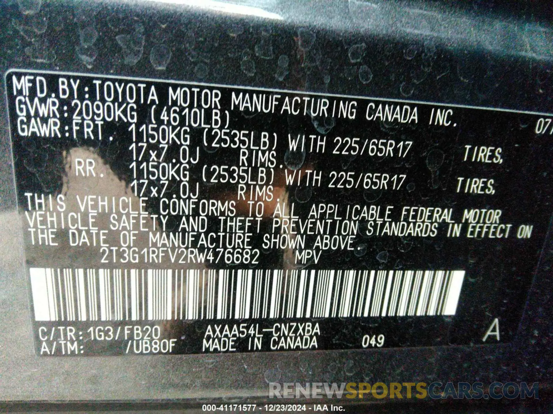 9 fotografías del automóvil dañado 2T3G1RFV2RW476682 TOYOTA RAV4 2024