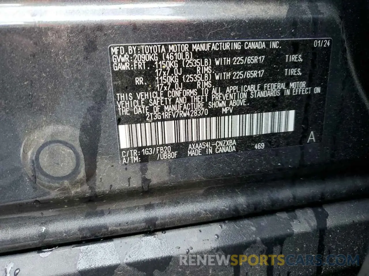 14 fotografías del automóvil dañado 2T3G1RFV7RW428370 TOYOTA RAV4 2024
