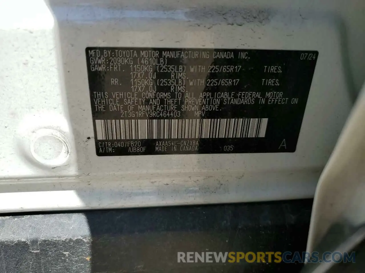 13 fotografías del automóvil dañado 2T3G1RFV9RC464403 TOYOTA RAV4 2024