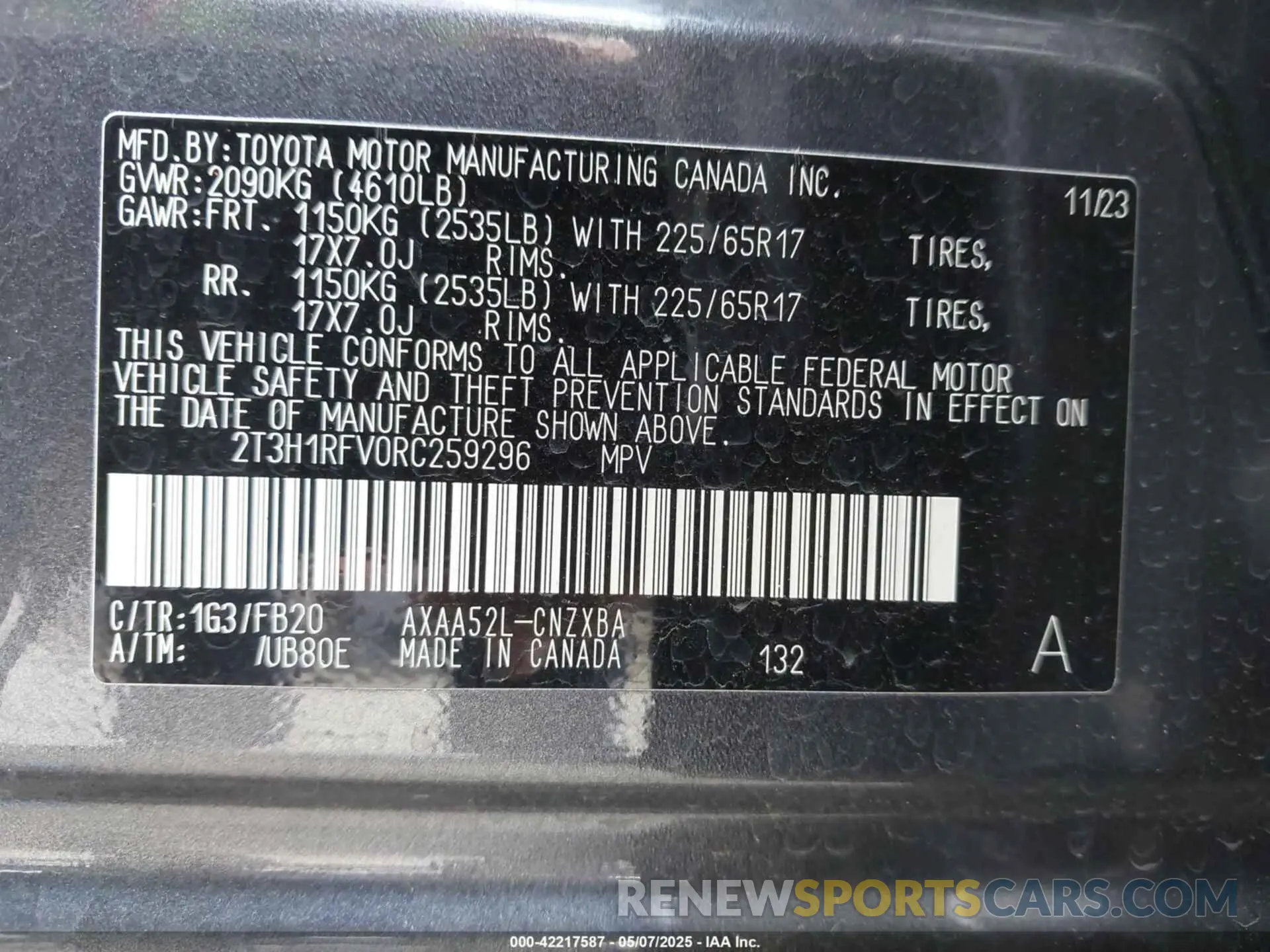 9 fotografías del automóvil dañado 2T3H1RFV0RC259296 TOYOTA RAV4 2024