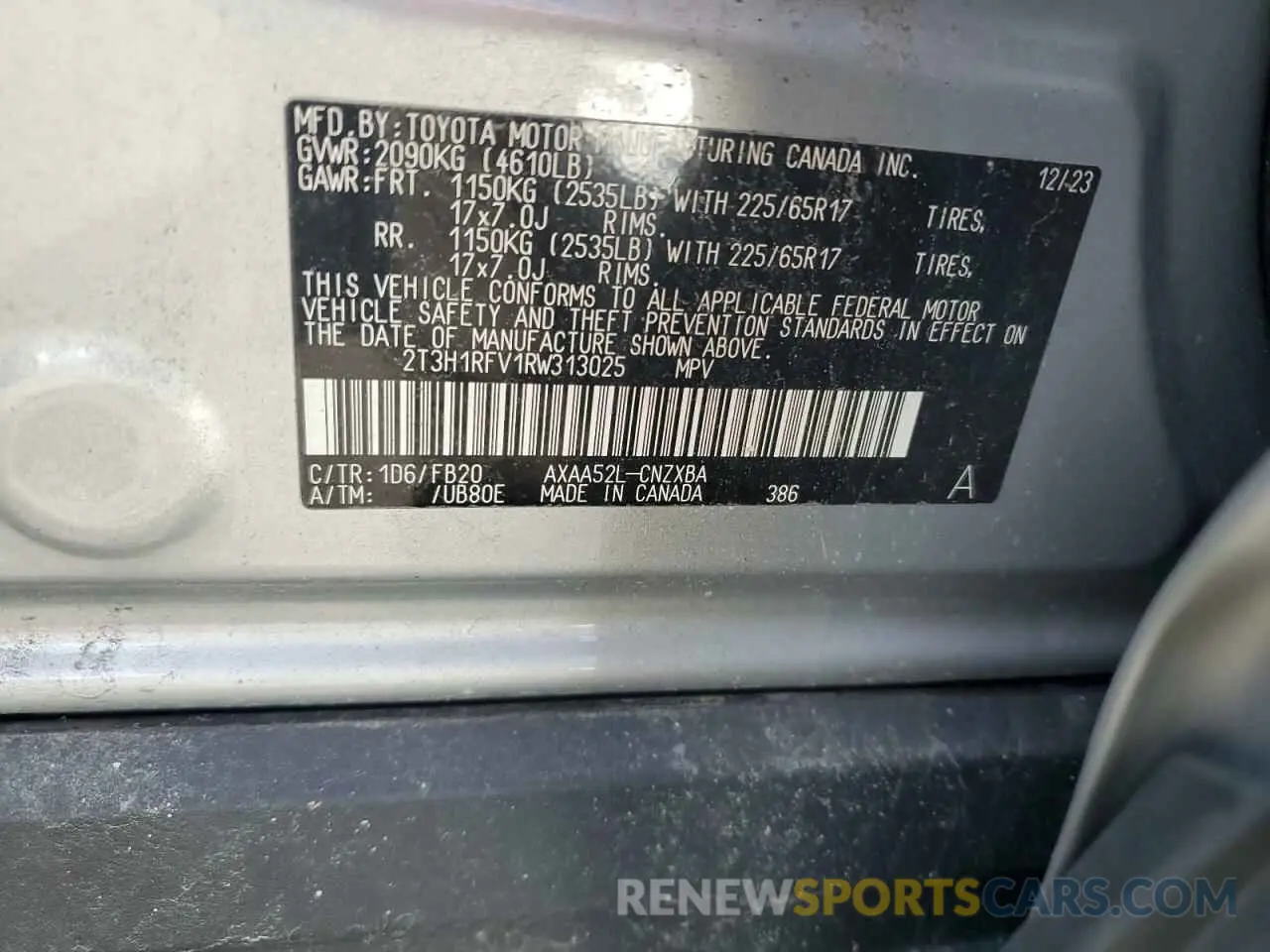 14 fotografías del automóvil dañado 2T3H1RFV1RW313025 TOYOTA RAV4 2024
